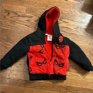 Marvel 4T Spider-Man Fleece Sherpa Lined Cozy Red and Black Hoodie.